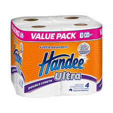 Handee Towel Ultra White Double Length Pkt 4