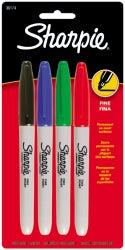 Marker Permanent Sharpie Fine Tip Asst Pk4