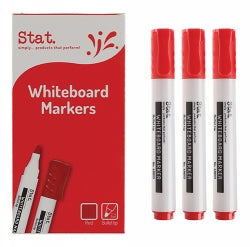 MARKER WHITEBOARD STAT 2.0MM BULLET NIB RED-BX12