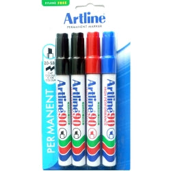 Marker Artline 90 5mm Permanent Chisel Nib Asst Pk4