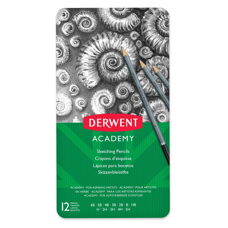 PENCILS DERWENT ACADEMY SKETCHING TIN PK12